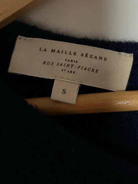 Sezane Gaspard Alpaca Mohair Button-Front Sweater Cardigan Navy Contemporary - Picture 4 of 11